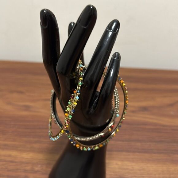 Set of 3 Vintage Bangle Bracelets With Colorful Stones. - Picture 1 of 4